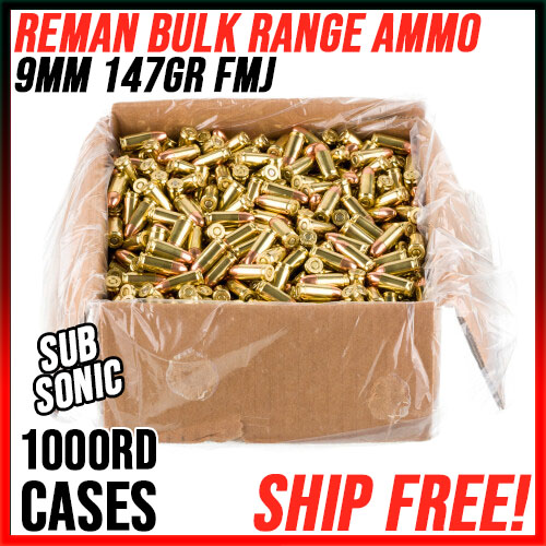 9mm 147gr FMJ Brass REMAN Bulk Range Ammo - Free Shipping!!