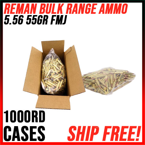 Flash Sale!! Reman Ammunition 5.56 NATO 55gr FMJ Brass Training Ammo - Free Shipping!!