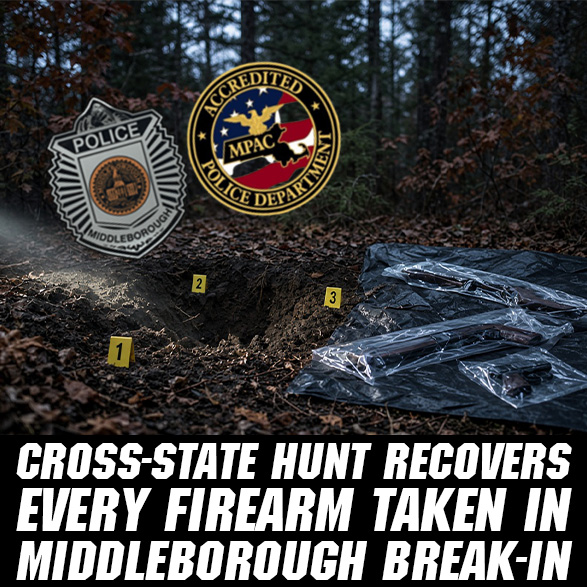 15 Guns Left Middleborough. Investigators Dug Some of Them Out of the Woods in New York.
